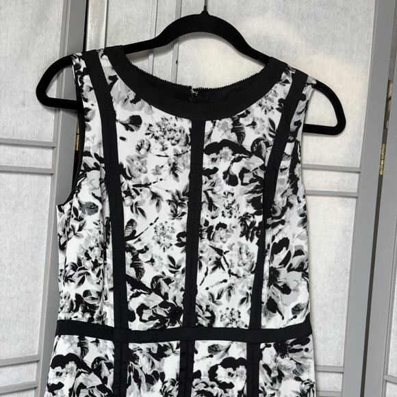 Talbots Monet Flowers A Line Black & White Chiffon Dress - Size 8 - Picture 2 of 14